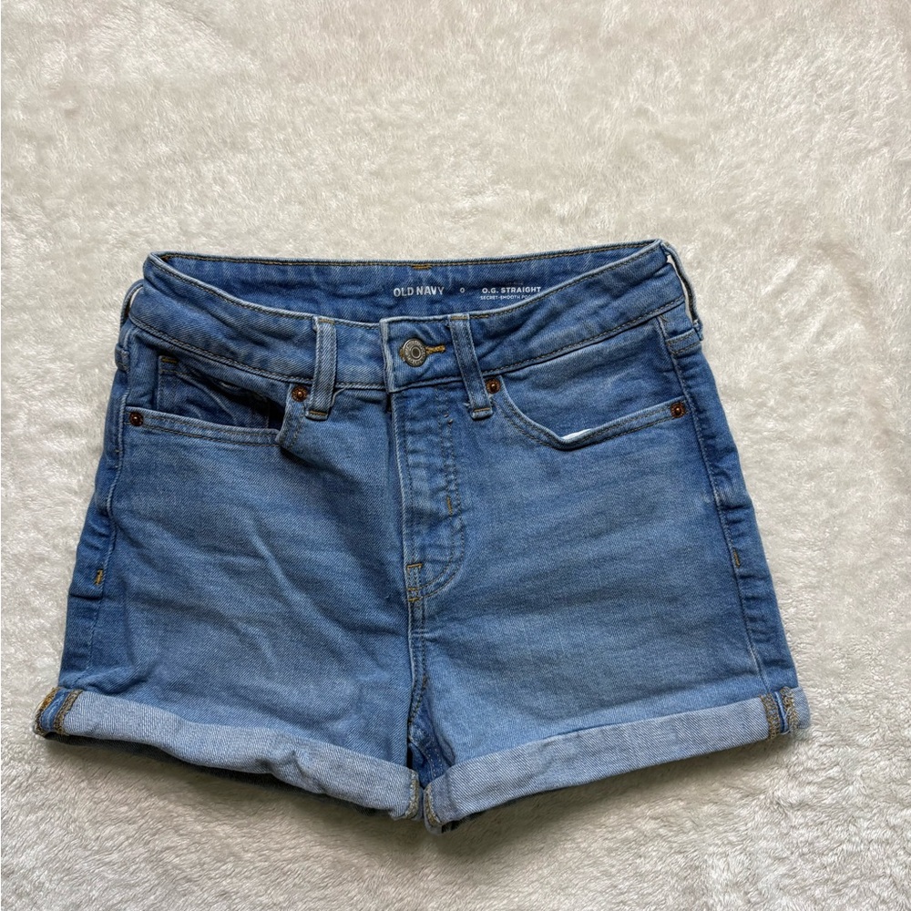 Old Navy Women's Blue Cuffed OG Straight 3” Denim Shorts